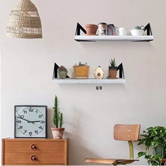 Wall Mounted Set of 4, Rustic Wood Wall Shelves Grey
